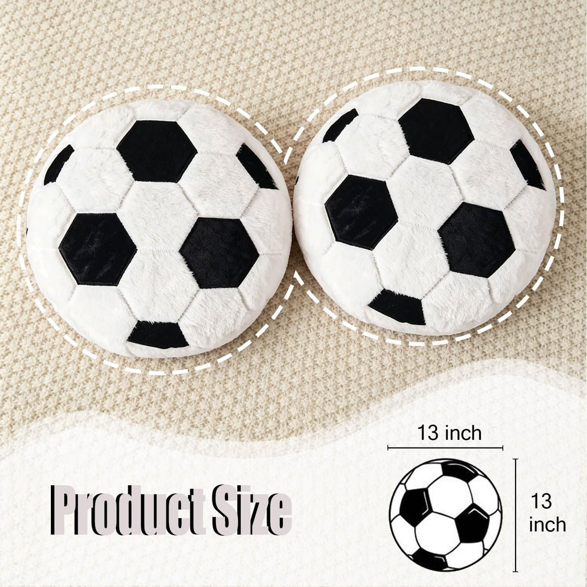 2PCS Soccer Throw Pillows Soccer Shaped Decorative Pillows 13In