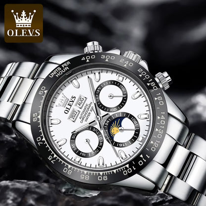 6654 Luxury Mens Watch Chronograph Automatic Mechanical Wristwatch Waterproof Luminous Top Brand Watch for Man Date Sport