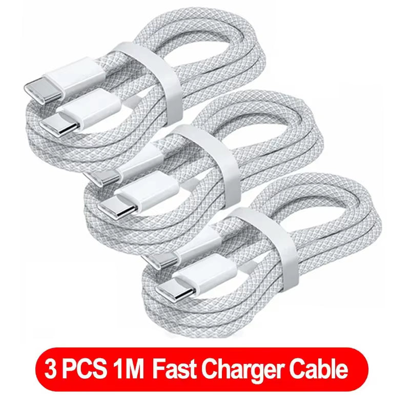 3PCS USB C Cable to USB C 100W Fast Charging Charger Cable Supports Fast Charging for Iphone 16 15 Samsung Xiaomi Huawei Etc