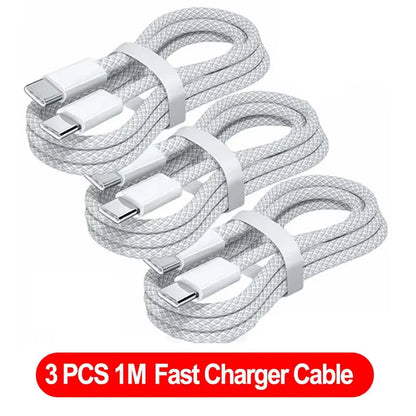 3PCS USB C Cable to USB C 100W Fast Charging Charger Cable Supports Fast Charging for Iphone 16 15 Samsung Xiaomi Huawei Etc
