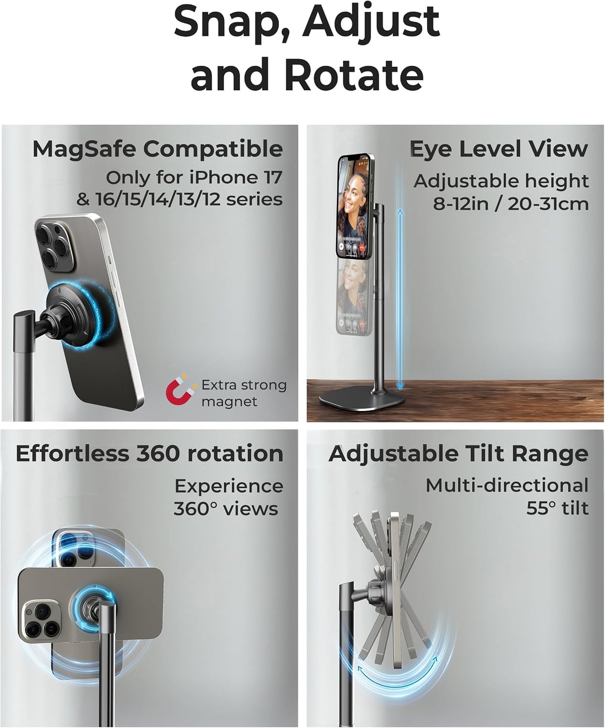 Magstand Magnetic Phone Stand for Desk, Magsafe Tripod, Iphone 17