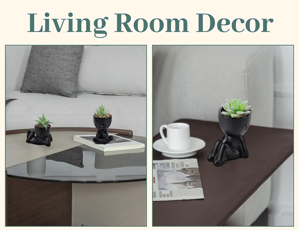 3 Pack Fake Plants in Black Pots for Bathroom Living Room Decor