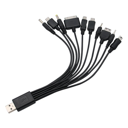 Universal USB to Multi Plug Cell Phone Charger Cable 10 to 1 USB Cable for Samsung Xiaomi Huawei Google OPPO Vivo Charger Cable