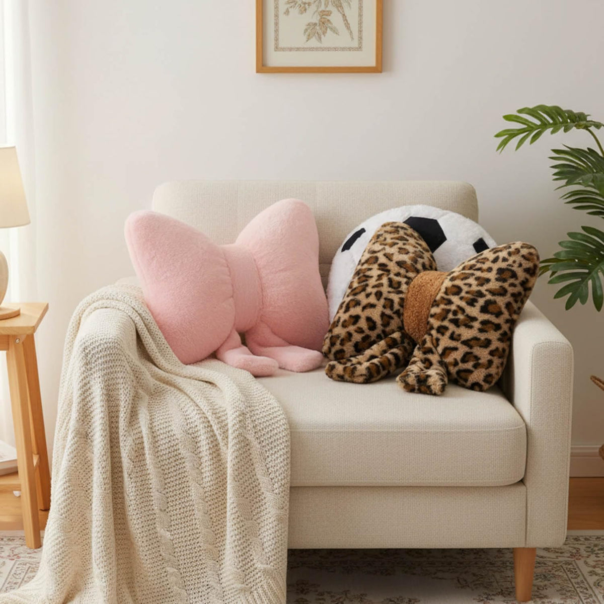 2PCS Soccer Throw Pillows Soccer Shaped Decorative Pillows 13In