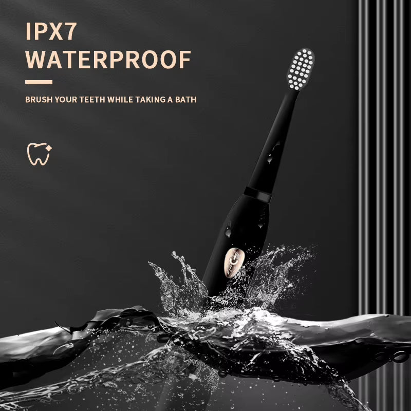 Jianpai Adult Black White Classic Acoustic Electric Toothbrush Adult 5-Gear Mode USB Charging IPX7 Waterproof Acoustic Electric