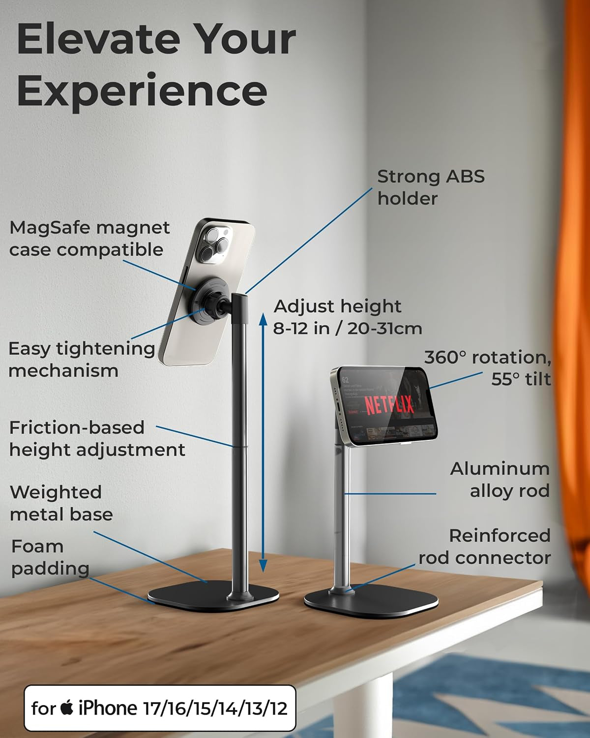 Magstand Magnetic Phone Stand for Desk, Magsafe Tripod, Iphone 17
