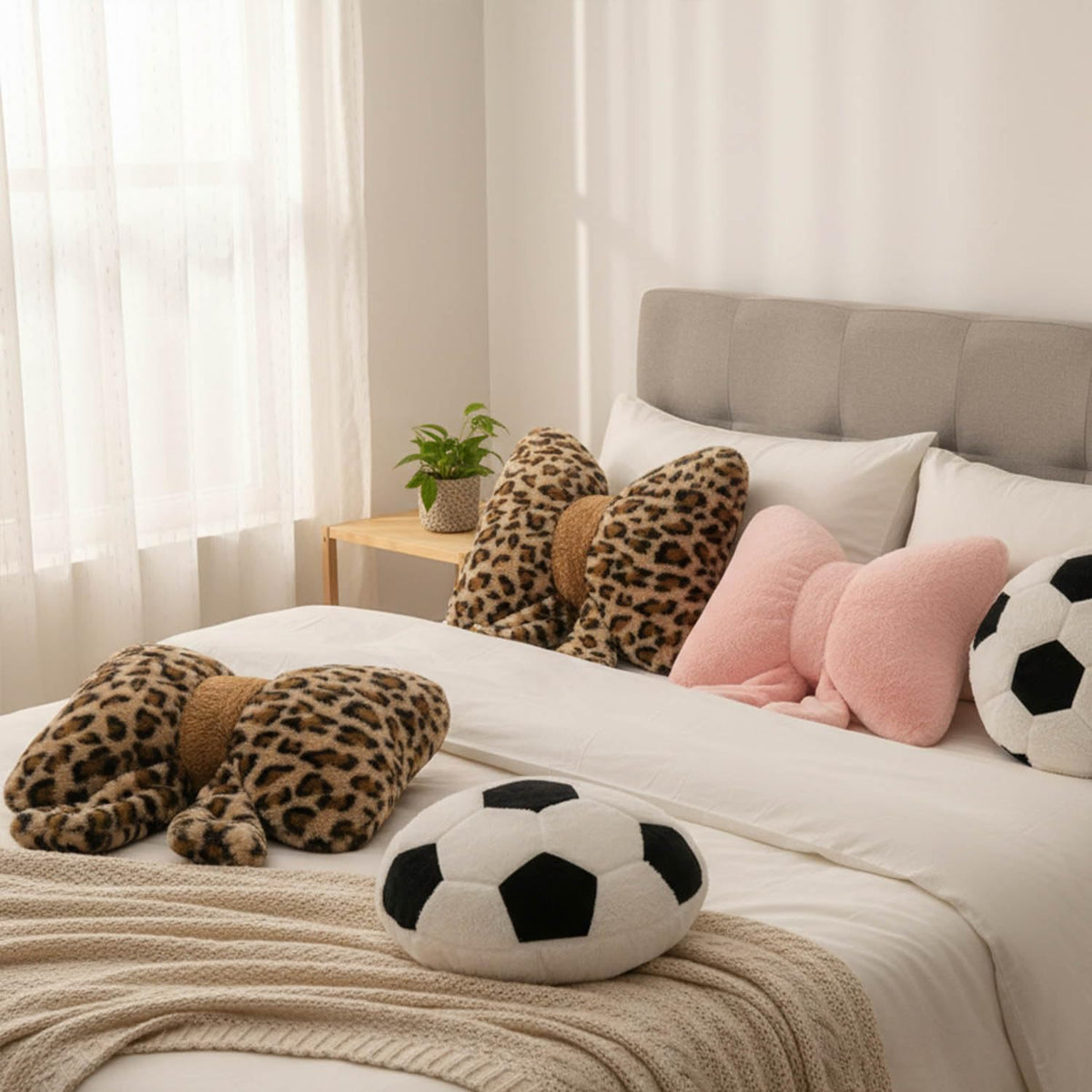 2PCS Soccer Throw Pillows Soccer Shaped Decorative Pillows 13In